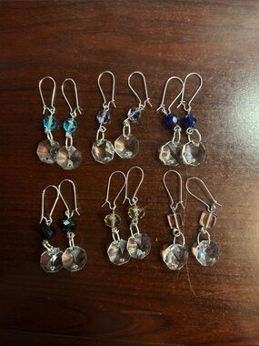 Crystal Drop Earrings – Assorted Colored Beads
